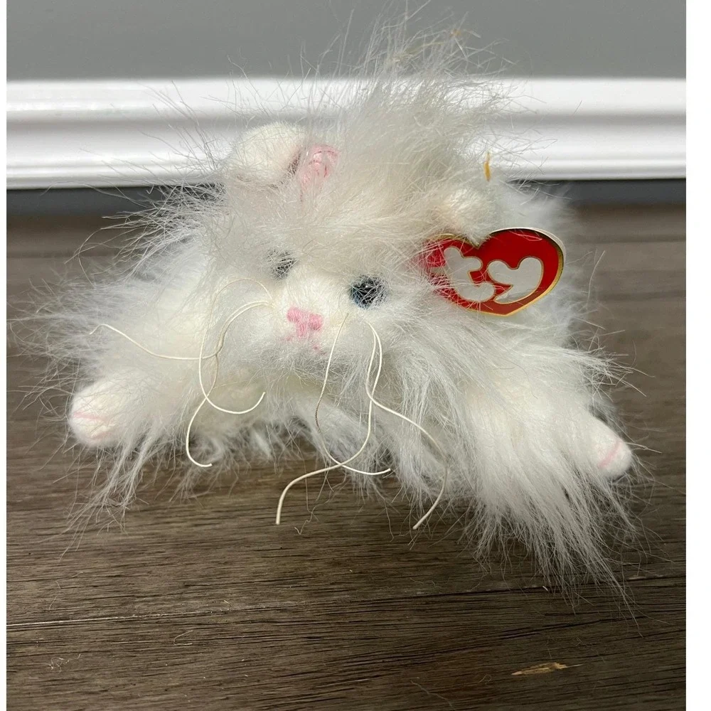 Vtg 2001 TY Attic Treasures Genevieve White Cat Plush Stuffed‎ Animal Toy